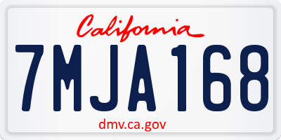 CA license plate 7MJA168