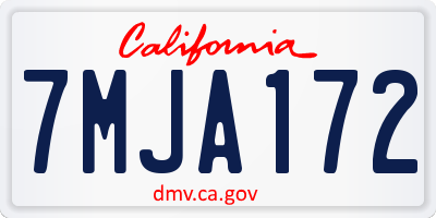 CA license plate 7MJA172