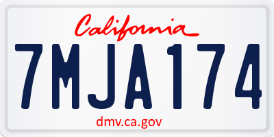 CA license plate 7MJA174