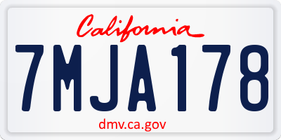 CA license plate 7MJA178