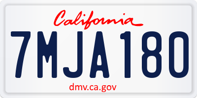 CA license plate 7MJA180