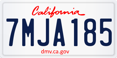 CA license plate 7MJA185