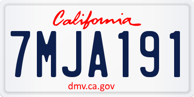 CA license plate 7MJA191