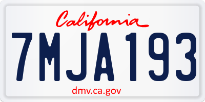 CA license plate 7MJA193