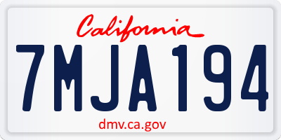 CA license plate 7MJA194