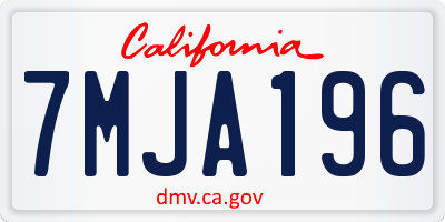 CA license plate 7MJA196