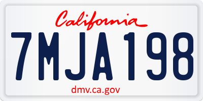 CA license plate 7MJA198