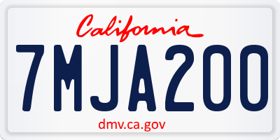 CA license plate 7MJA200