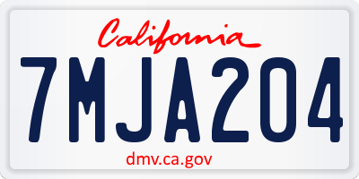 CA license plate 7MJA204