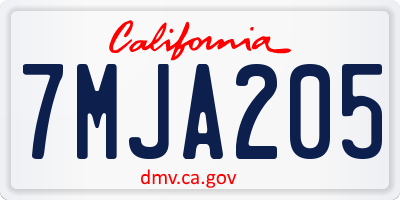 CA license plate 7MJA205