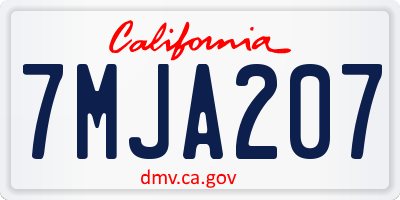 CA license plate 7MJA207