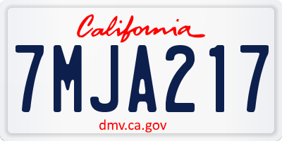 CA license plate 7MJA217