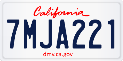CA license plate 7MJA221