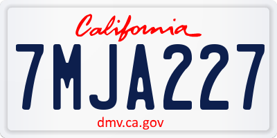 CA license plate 7MJA227