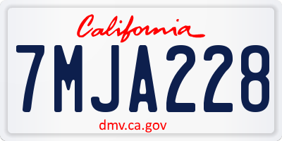 CA license plate 7MJA228