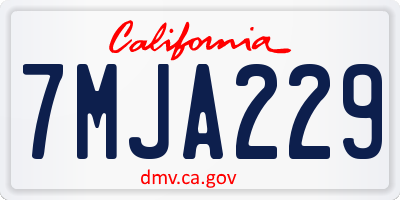 CA license plate 7MJA229