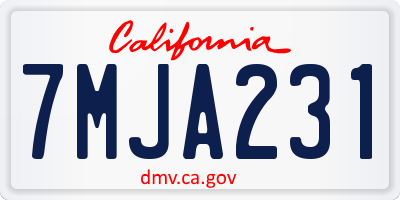 CA license plate 7MJA231