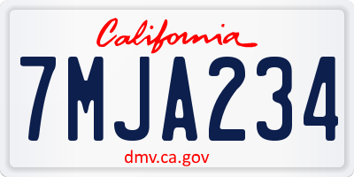 CA license plate 7MJA234