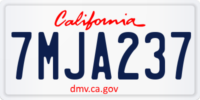 CA license plate 7MJA237