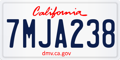 CA license plate 7MJA238