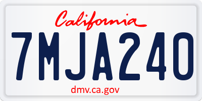 CA license plate 7MJA240