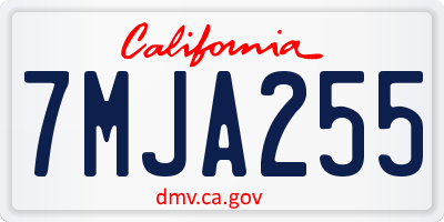 CA license plate 7MJA255