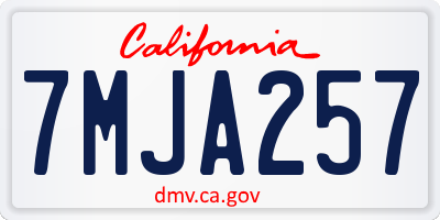 CA license plate 7MJA257