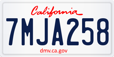 CA license plate 7MJA258