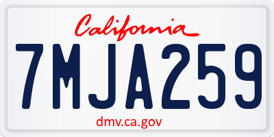 CA license plate 7MJA259