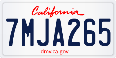 CA license plate 7MJA265