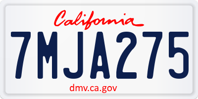 CA license plate 7MJA275