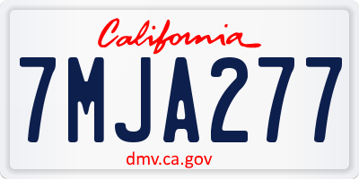 CA license plate 7MJA277