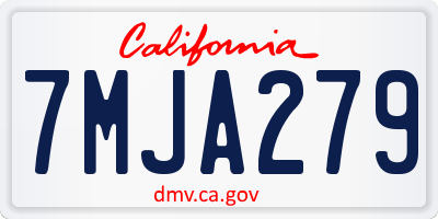 CA license plate 7MJA279