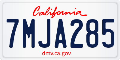 CA license plate 7MJA285