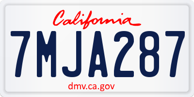 CA license plate 7MJA287