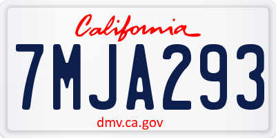 CA license plate 7MJA293