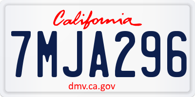 CA license plate 7MJA296
