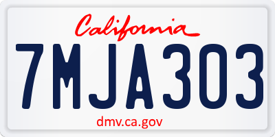 CA license plate 7MJA303