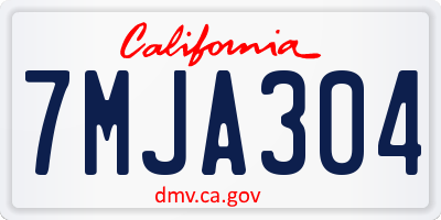 CA license plate 7MJA304