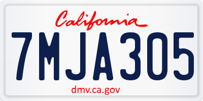 CA license plate 7MJA305