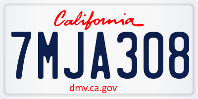 CA license plate 7MJA308