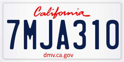 CA license plate 7MJA310
