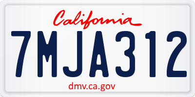 CA license plate 7MJA312