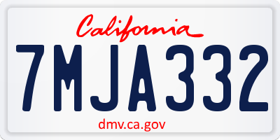 CA license plate 7MJA332