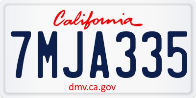 CA license plate 7MJA335