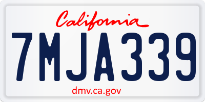 CA license plate 7MJA339