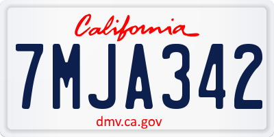 CA license plate 7MJA342