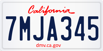 CA license plate 7MJA345