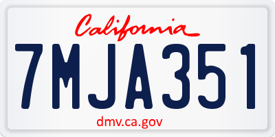 CA license plate 7MJA351