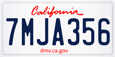 CA license plate 7MJA356